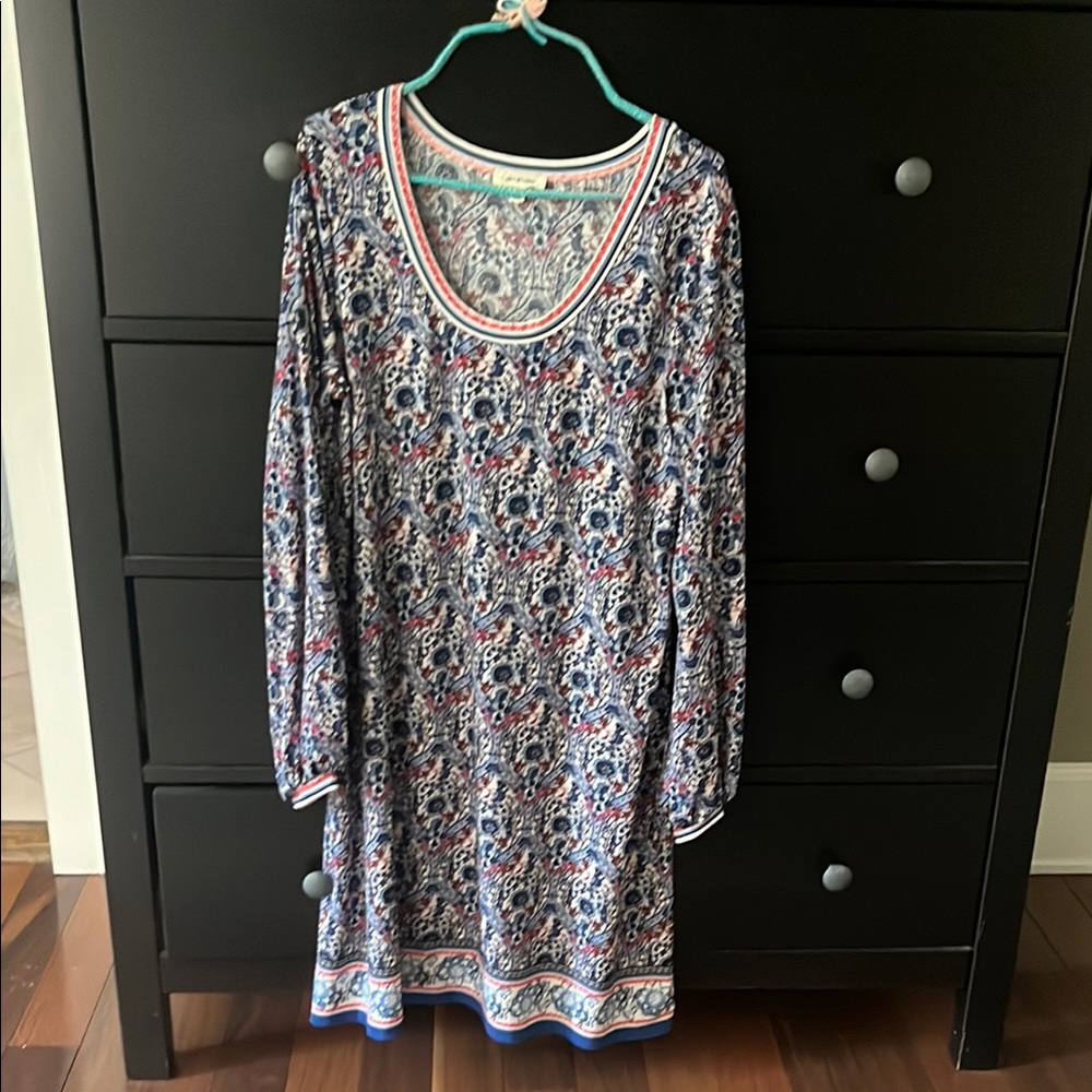 Max Studio Floral Blue and Red Dress